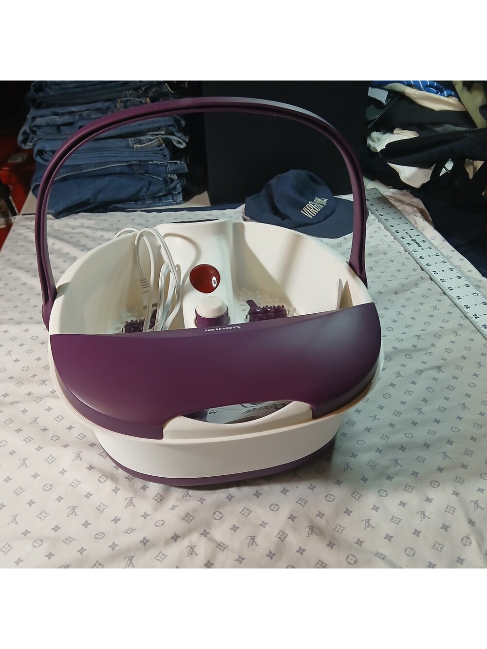 Beurer Fb21 Foot Spa Massager Bubble Heat Pedicure Bath Purple White
